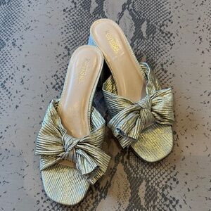 Kensie Women's Metallic Bow Mules